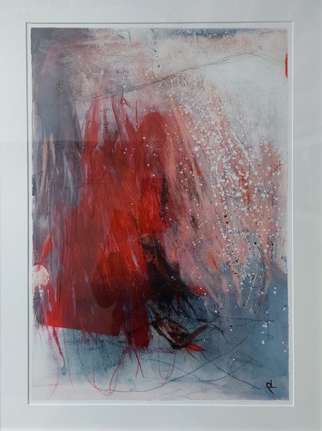 🔴Swept Off Her Feet I, Mixed media on paper, 70x53 cm framed, sold