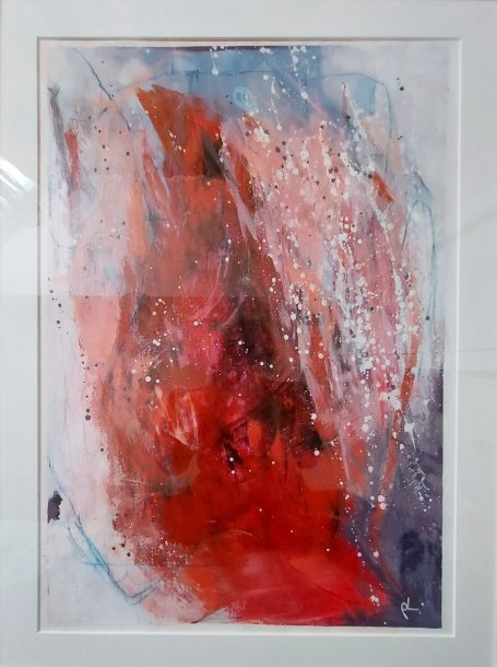 🔴Swept Off Her Feet II, Mixed media on paper, 70x53 cm framed, sold