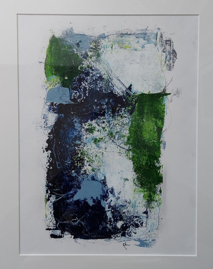 🔴'Howth Head II', Mixed media on paper, framed 53x43 cm, sold