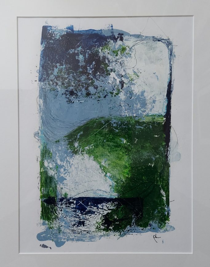 🔴'Howth Head II', Mixed media on paper, framed 53x43 cm, sold